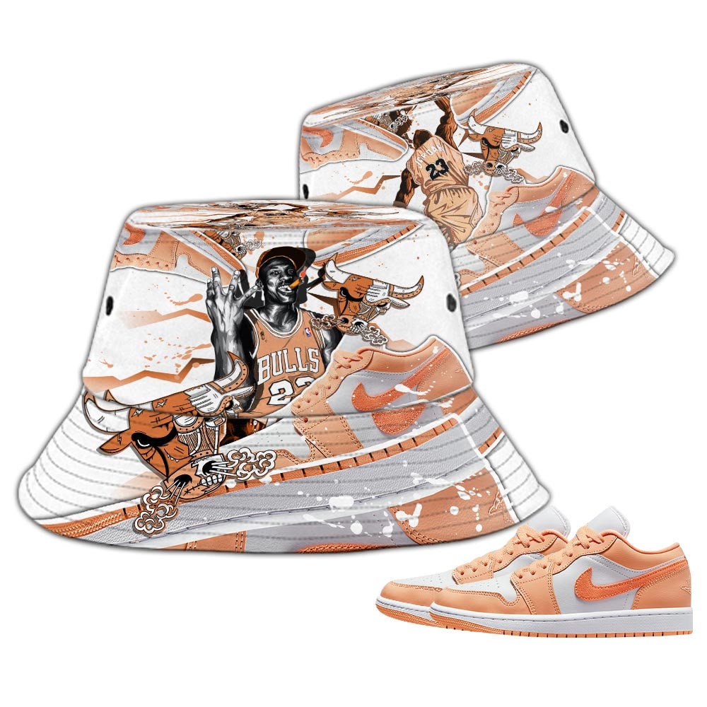 Stylish Bull 23 Jordan Outfit With Sneaker Sunset Haze 1S Hat Socks And Joggers Shirt