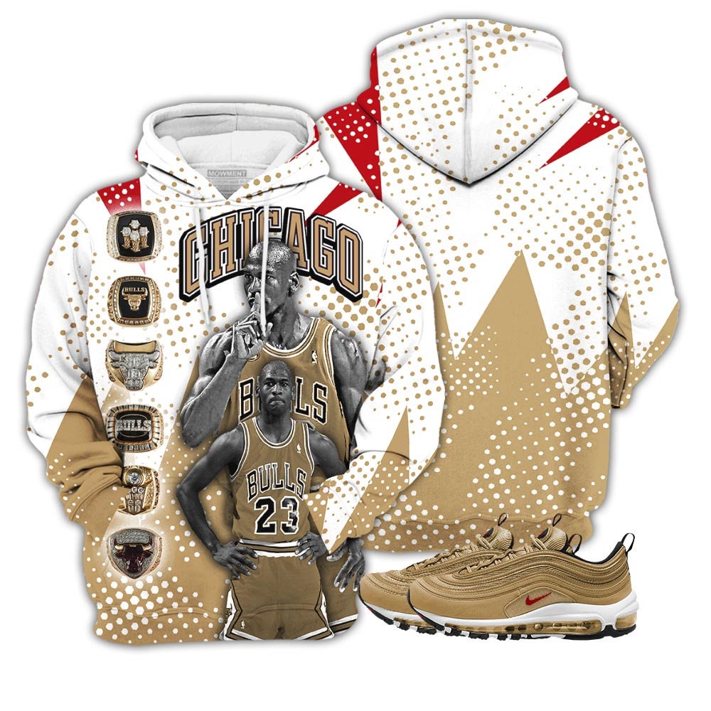 Unisex Basketball Sneaker Metallic Gold Tees 3D Hoodies Hoodie