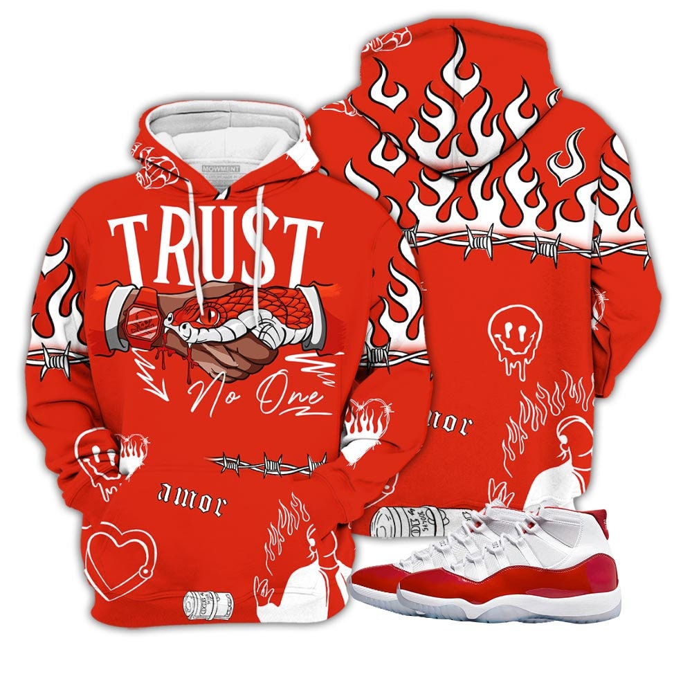 Unisex Trust No One Sneaker With Jordan 11 Retro Cherry Collection Tee