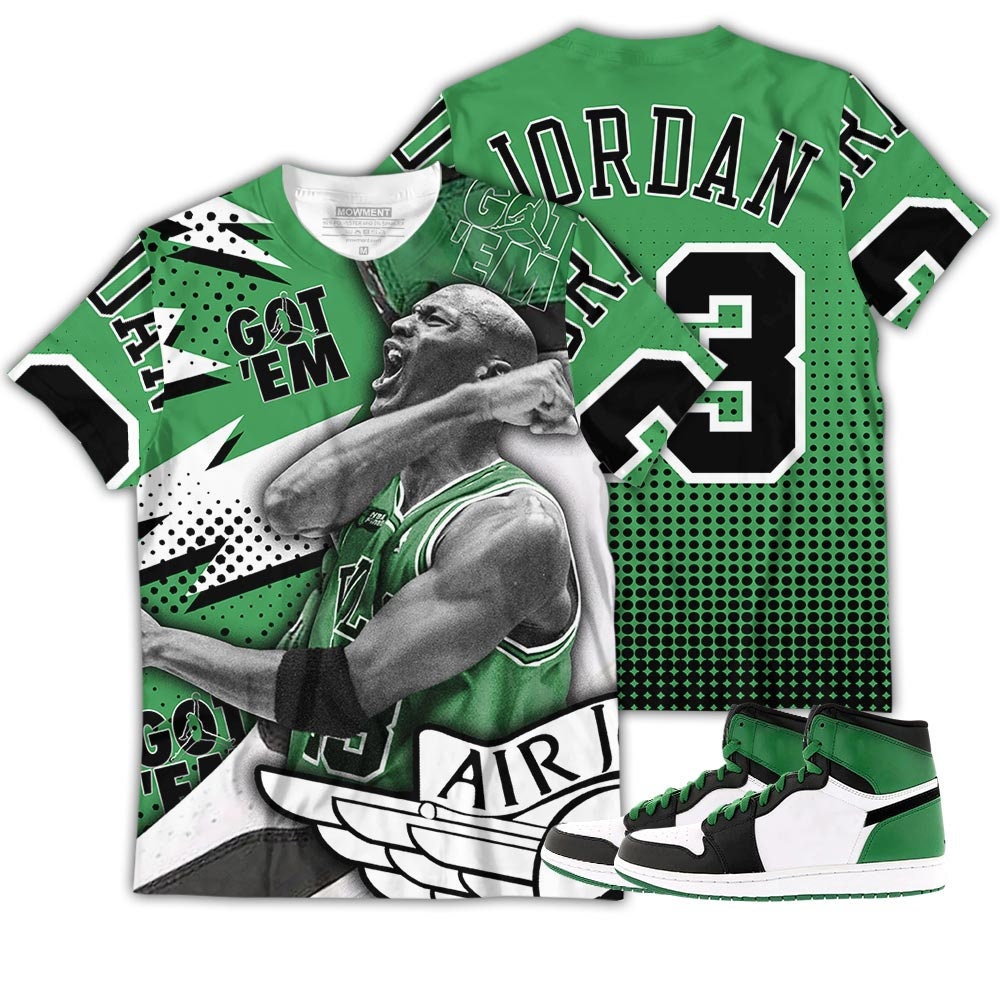 Stylish Unisex Goat Sneaker Lucky Green Jordan 1 Collection T-Shirt