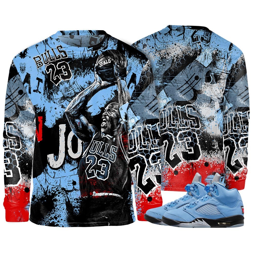 University Blue 90S Sneaker 3D Jordan 5 Short Sleeve Shirt