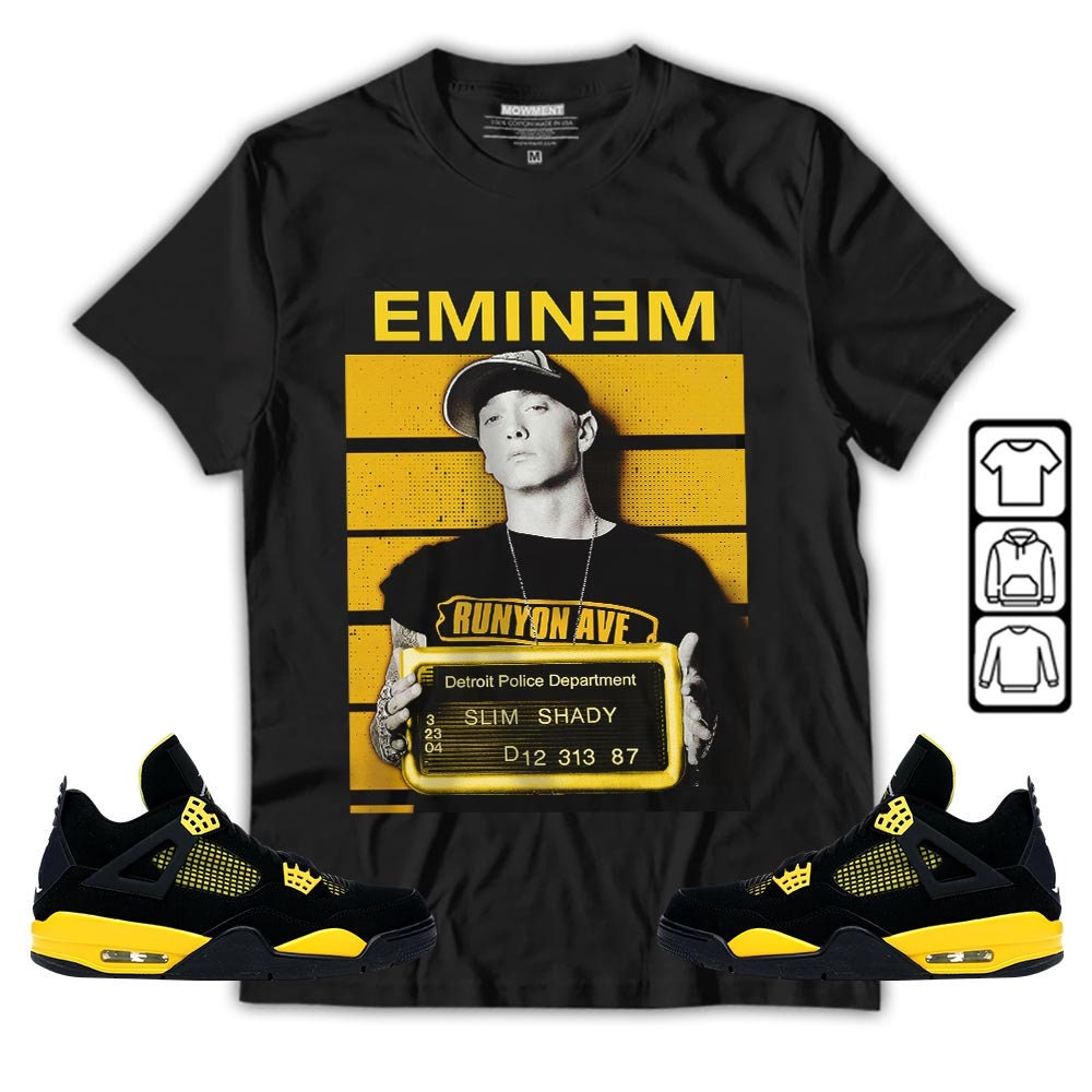 Unisex Eminem Sneaker 2023 Thunder 4S And Jordan Retro 4 Hoodie
