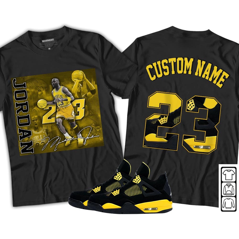 Unisex Sneaker Matching Jordan Retro 4 Thunder Collection Shirt