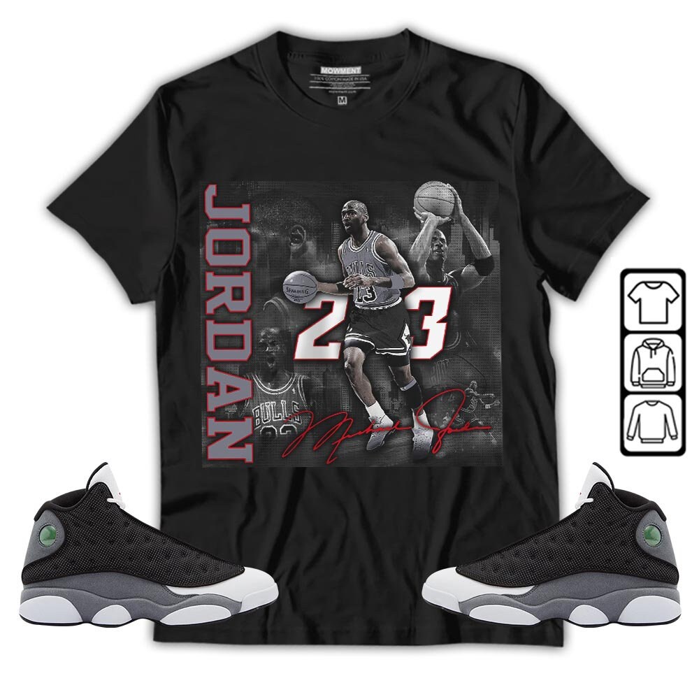 Unisex 23Jd Signature2 Sneaker Match For Jordan Retro 13 Black Flint Tee