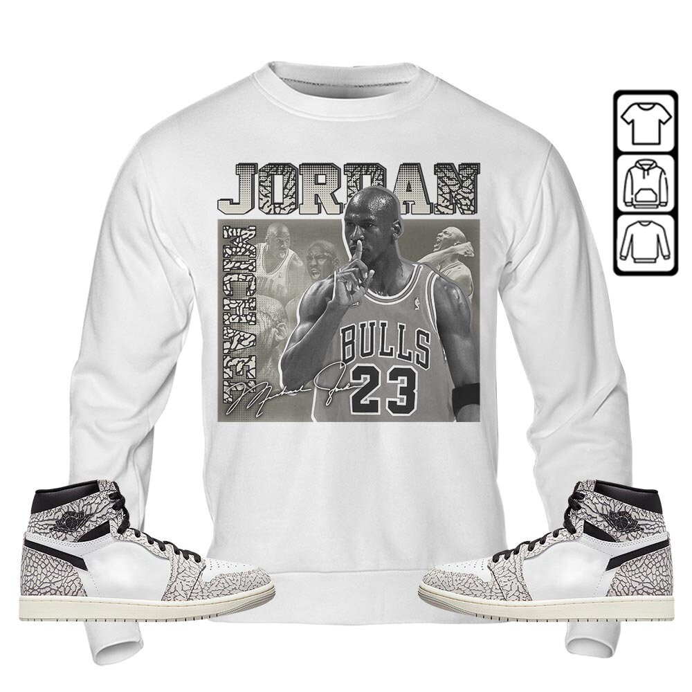 Unisex SneakerInspired Apparel Perfect Match For Jordan 1 White Cement Long Sleeve