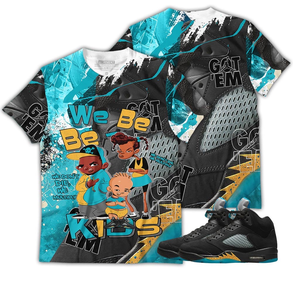 Retro Aqua 5S Kids 90S Sneaker Jordan 5 Aqua Collection Long Sleeve