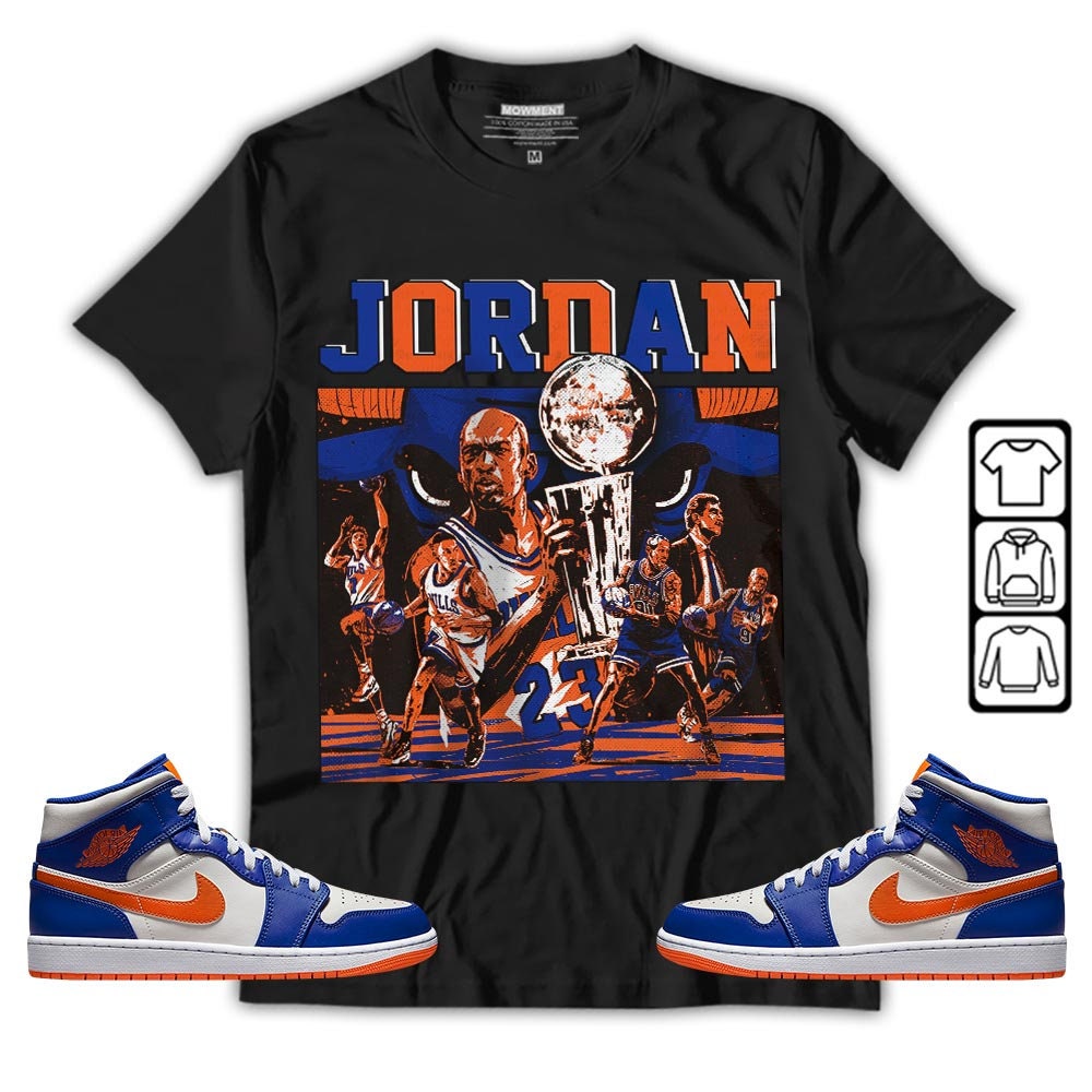 Unisex Jordan 1 Mid Knicks Apparel Collection Hoodies Sweatshirts Long Sleeve