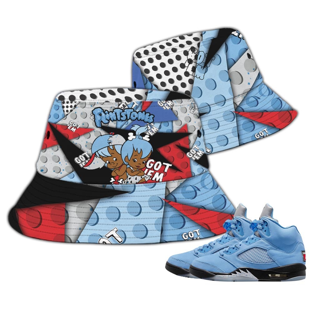 Unisex Flintstones Sneaker Set With Retro Jordan 5 Blue Accessories Tee