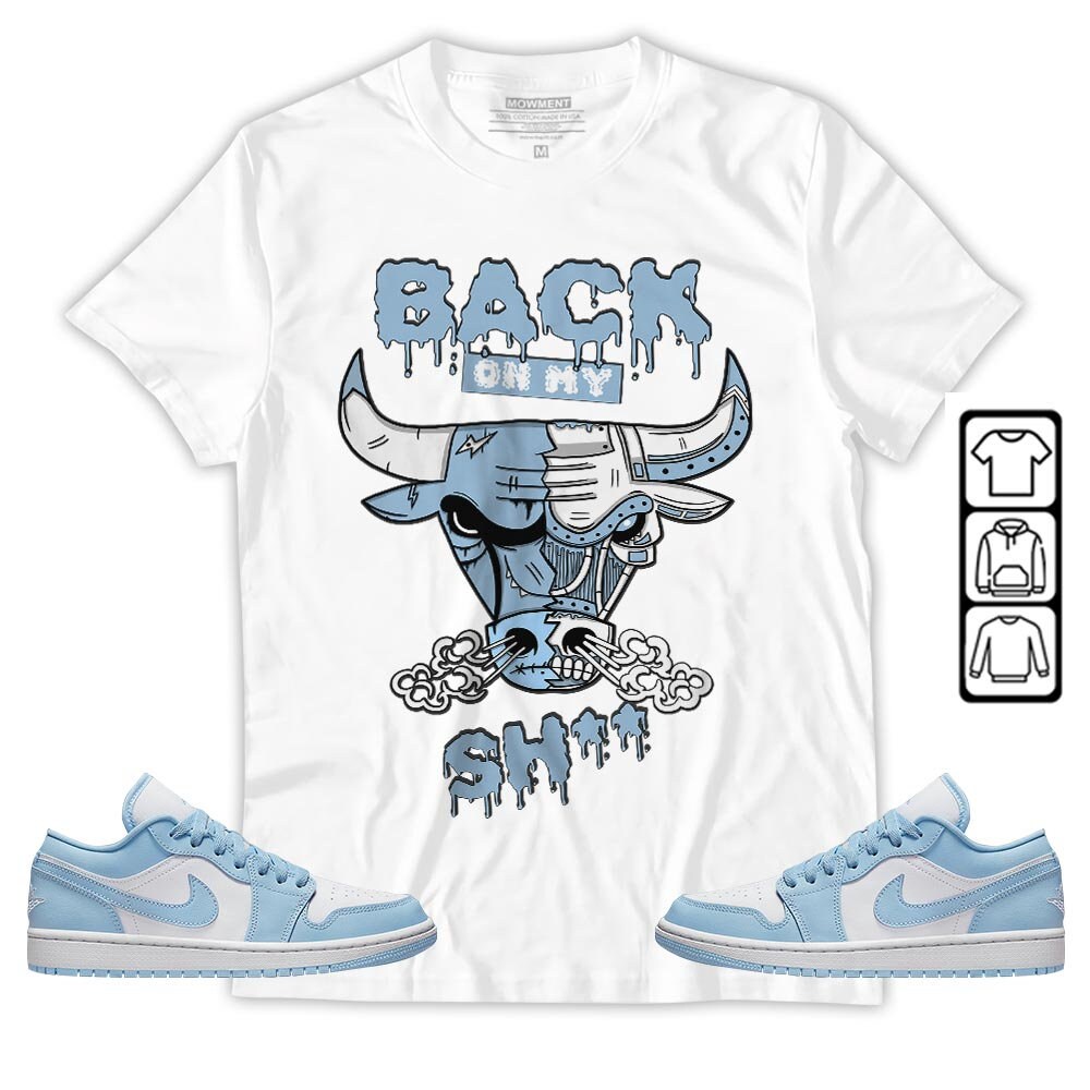 Ice Blue Jordan 1 Low And With Matching Unisex Sneakers Tee