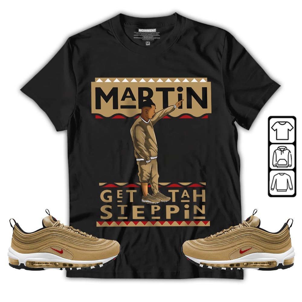 Vintage Unisex Martin Tv Air Max 97 Gold And Apparel Collection Tee