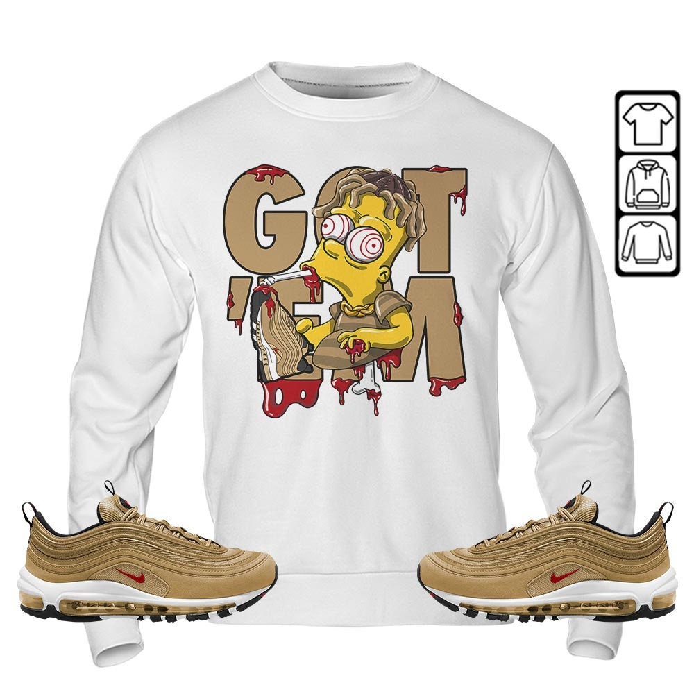 Unisex Gold Air Max 97 Matching Clothing Collection By Simpson Got Em Crewneck