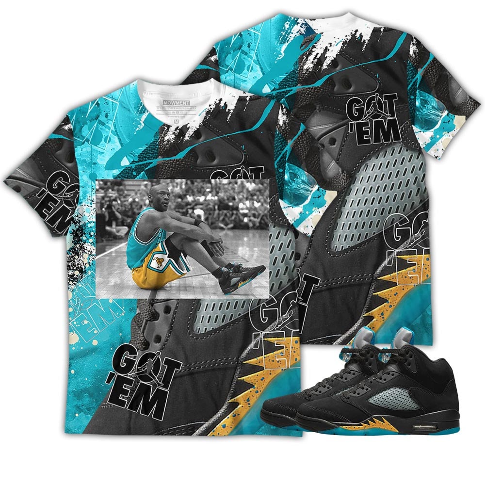 Aqua 5S Retro Jordan Sneaker With And ZipUp Tee
