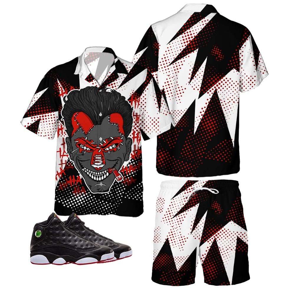 90S Retro Supervillain Sneaker Jordan 13 Playoffs 3D Hawaii T-Shirt