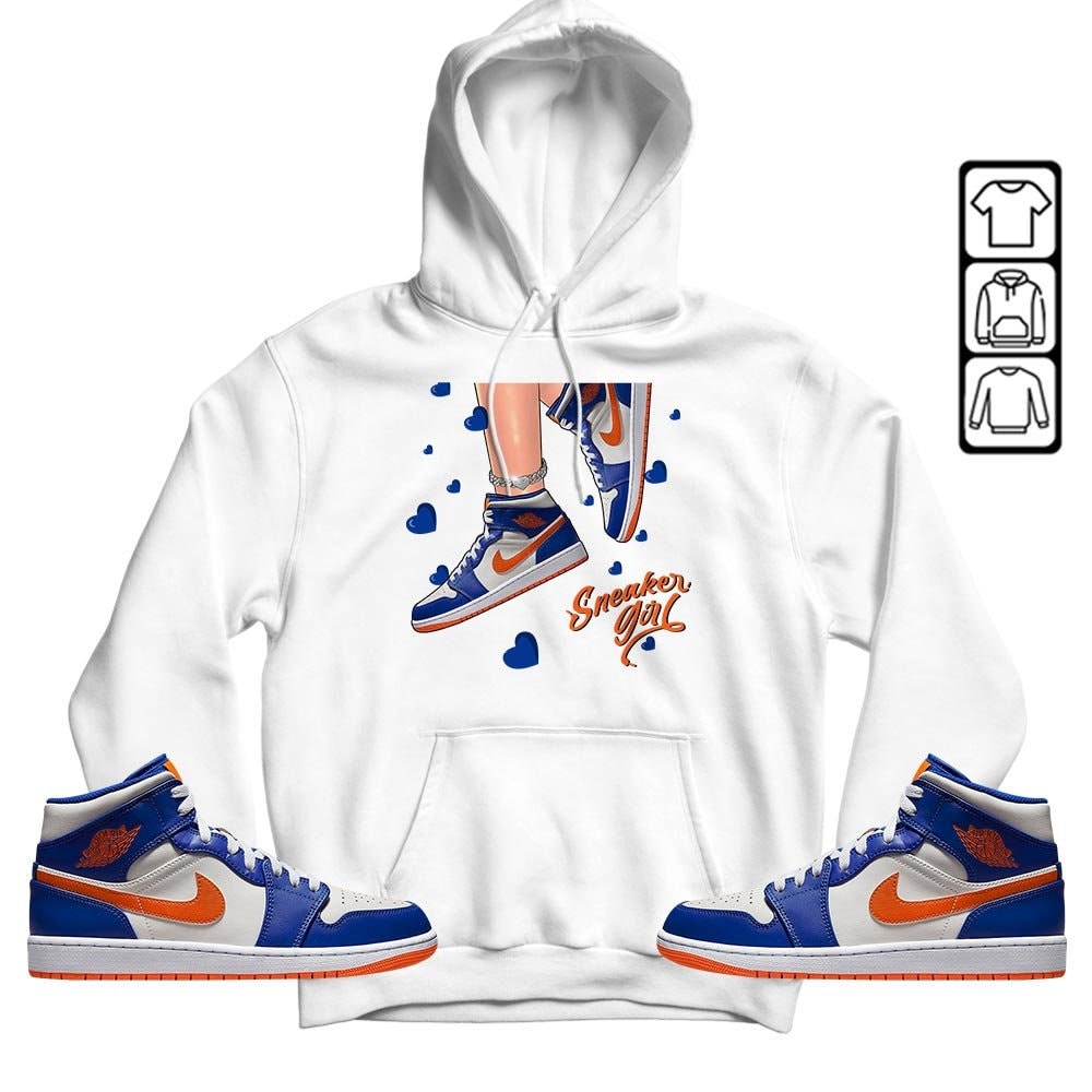 Unisex Sneaker Set Knicks 1S Jordan 1 Mid Knicks Long Sleeve