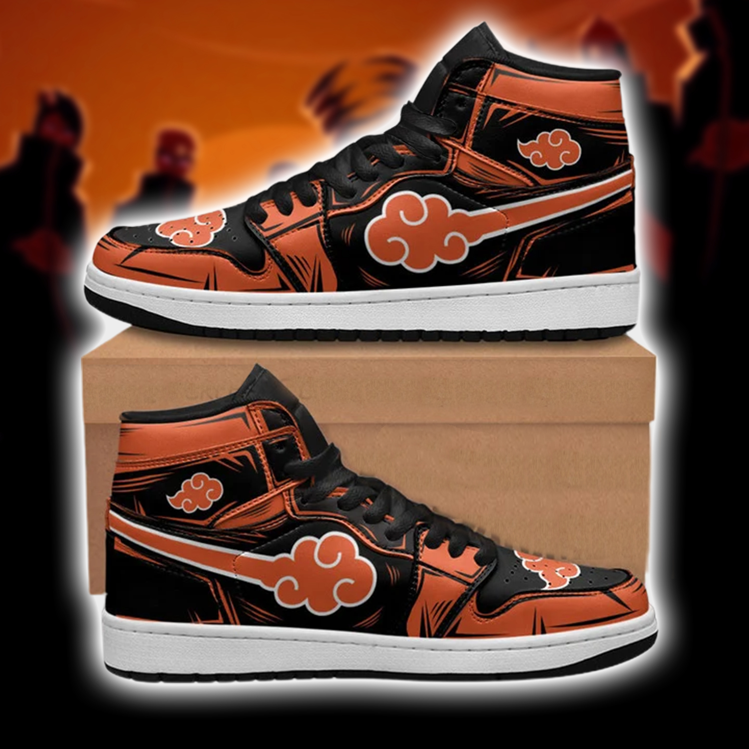 Akatsuki JD1s Sneakers Anime Custom Orange Color Leather Shoes ML180306