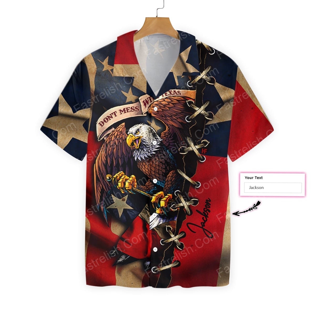 Don't Mess With Texas Eagle Custom Name Hawaiian Shirts HN1009