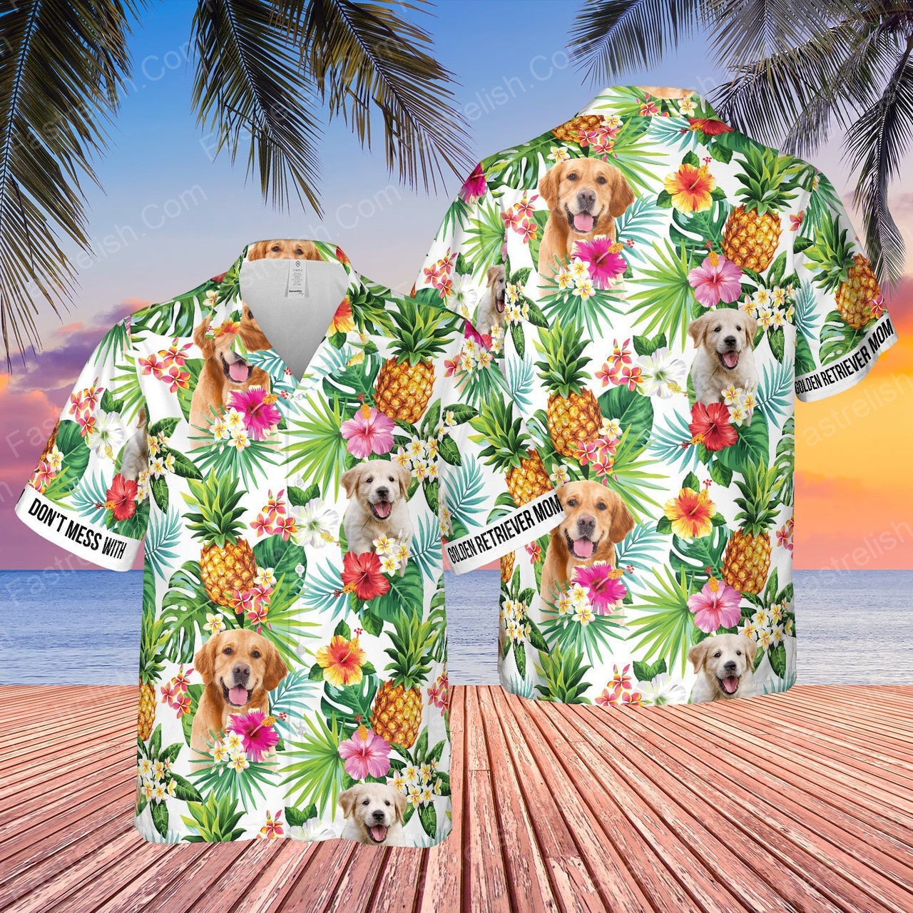 Don't Mess With Golden Retriever Mom Pineapple Hawaiian Shirts |HW8713
