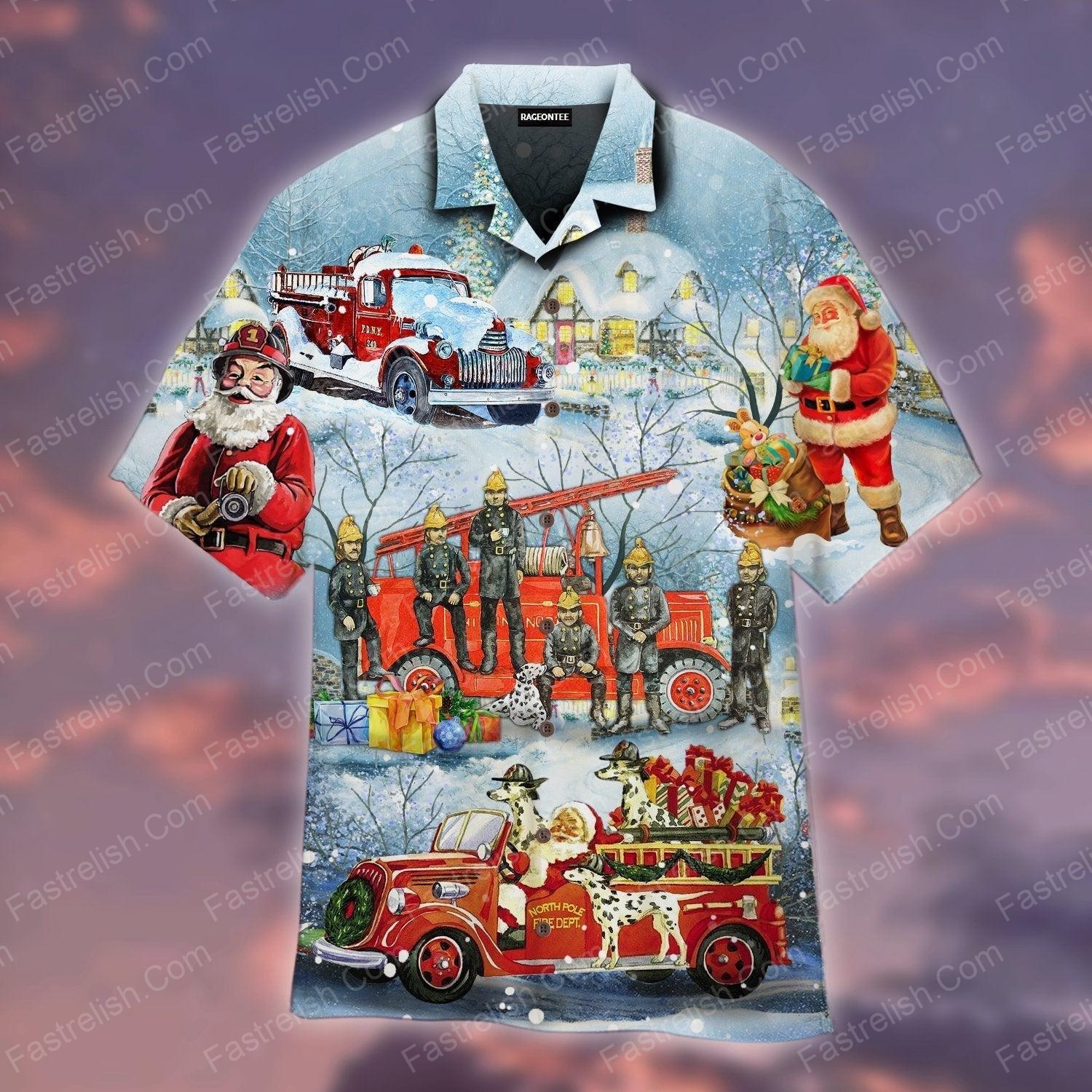 Santa Firefighter Christmas Hawaiian Shirt | WT1246