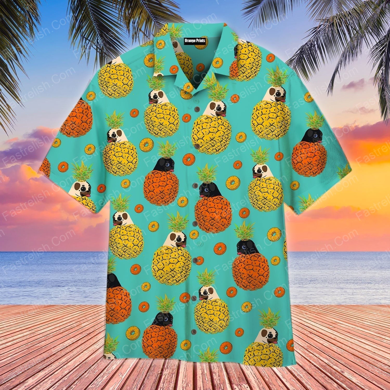 Dog In Juicy Pineapple Print Hawaiian Shirts WT6523