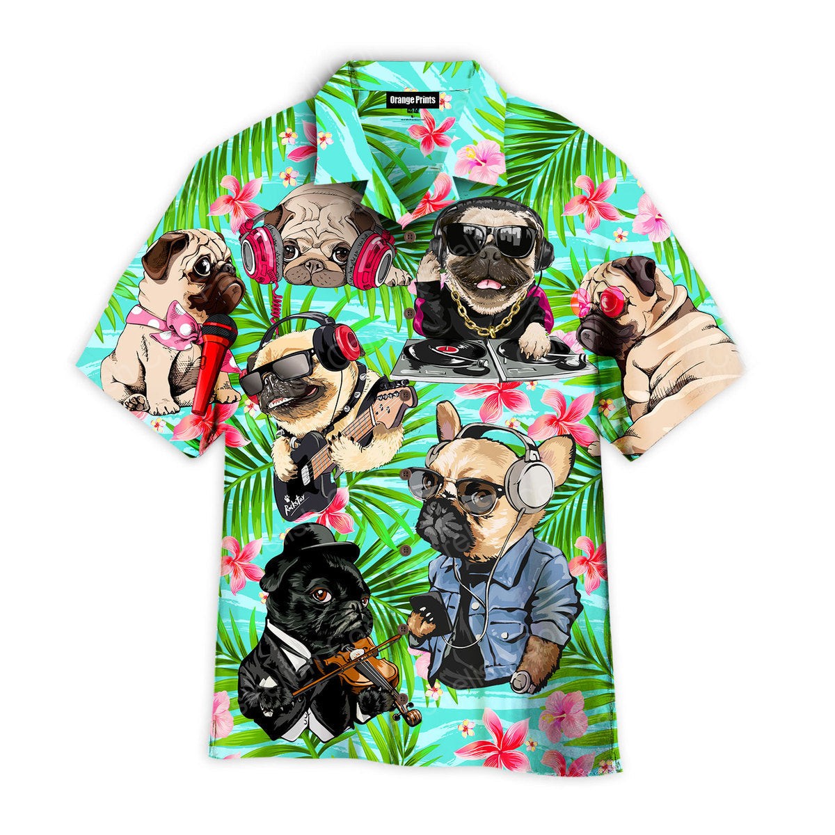 Dog Feeling Music With Pugs Hawaiian Shirts WT2140