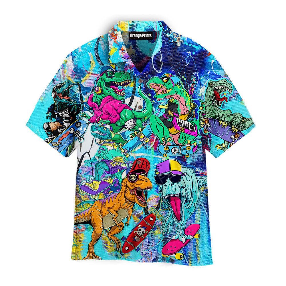 Dinosaurs Love Skateboards Hawaiian Shirts WT4102