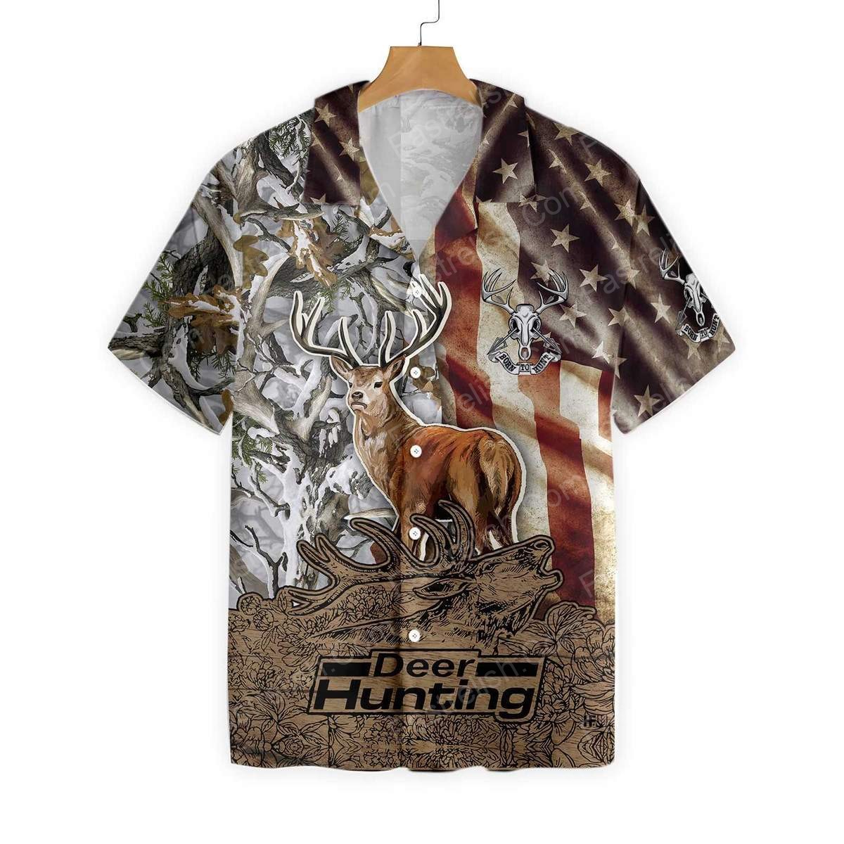 Deer Vintage Flag Bow Hunting Unisex Hawaiian Shirts HW2603
