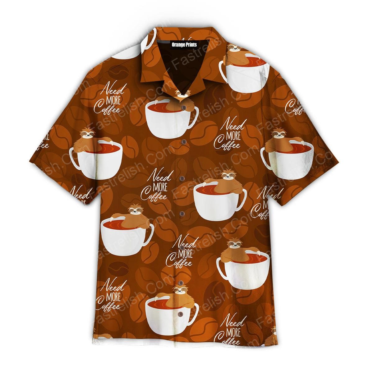 Cute Sloths Bear Relaxing In Coffee Cup On Dark Chocolate Hawaiian Shirts WT6816