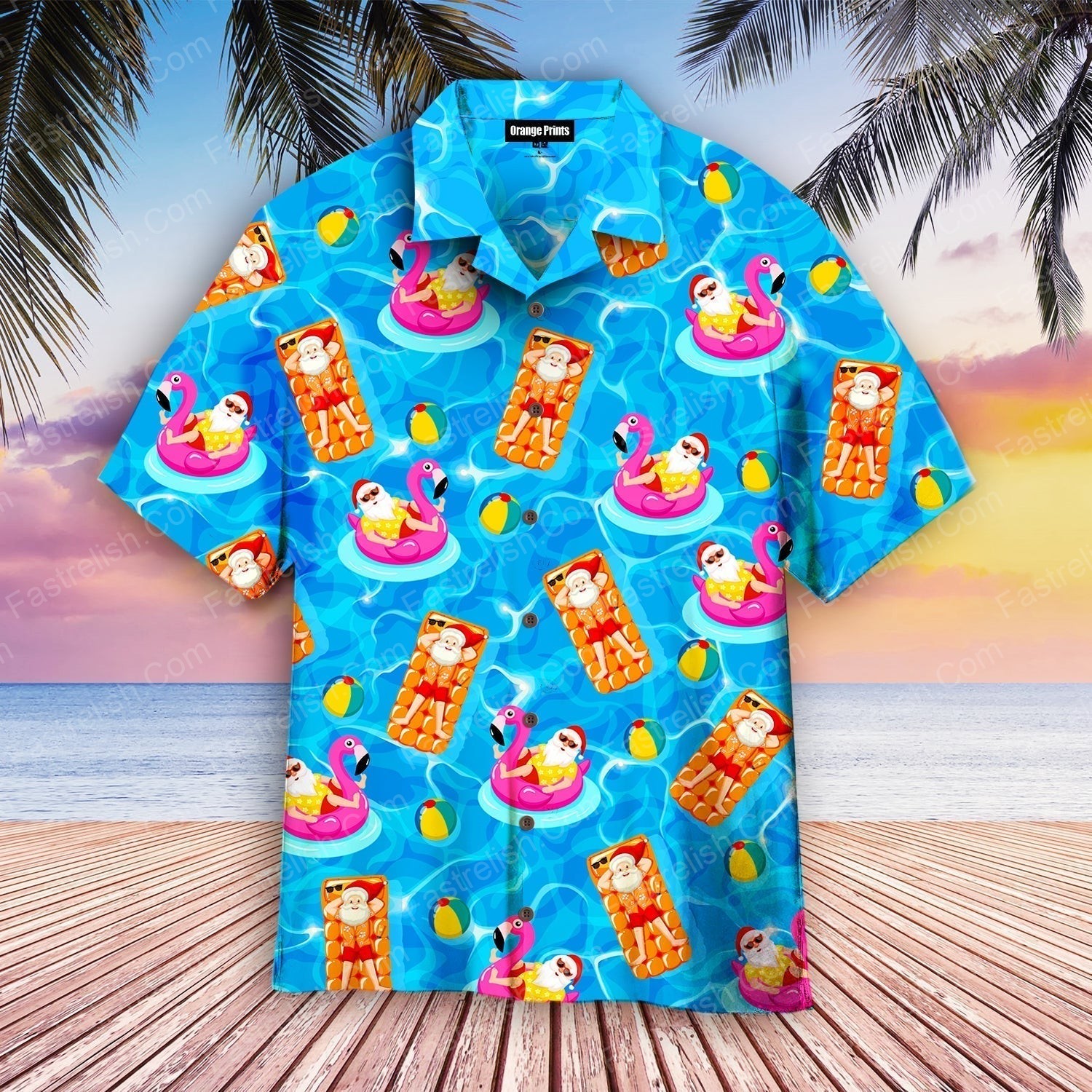 Santa Claus In Swimming Pool Pattern Hawaiian Shirts WT2111