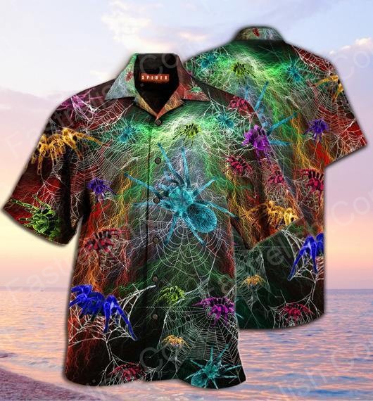 Colorful Spiderweb Hawaiian Shirts HW3888