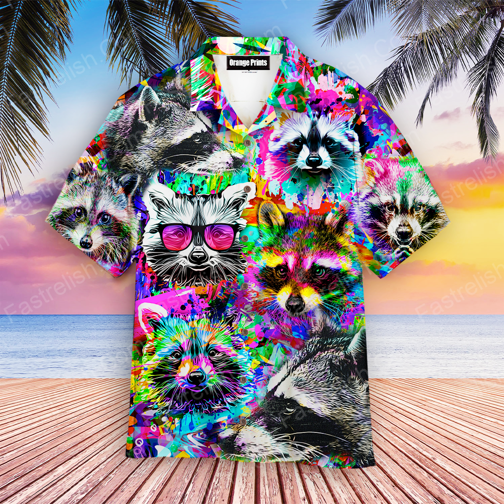 Colorful Raccoon Hawaiian Shirts WT4074