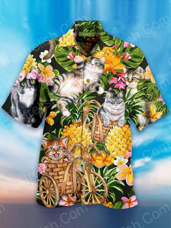 Collar Printed Leaves Hawaiian Shirt | HW4101