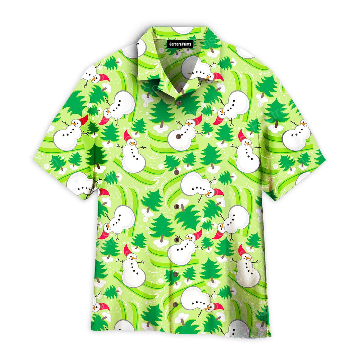 Christmas Snowman Dancing In Green Pattern Hawaiian Shirts WT7538