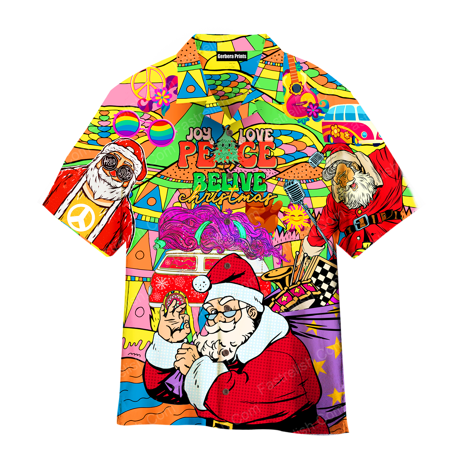 Christmas Santa Colorful Geometry Hawaiian Shirts WT9801