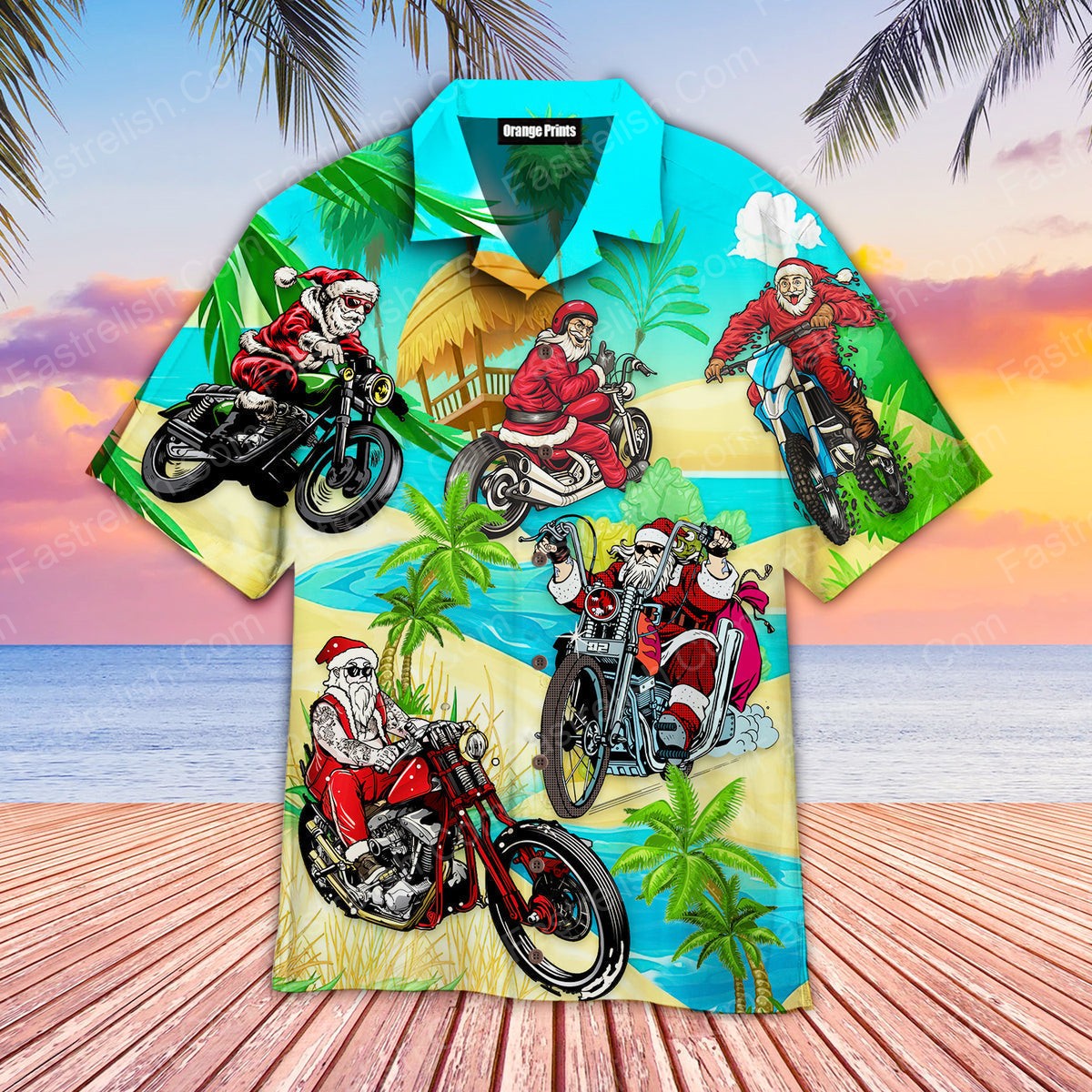 Santa Bike Motocross Christmas In July Hawaiian Shirts WT9138