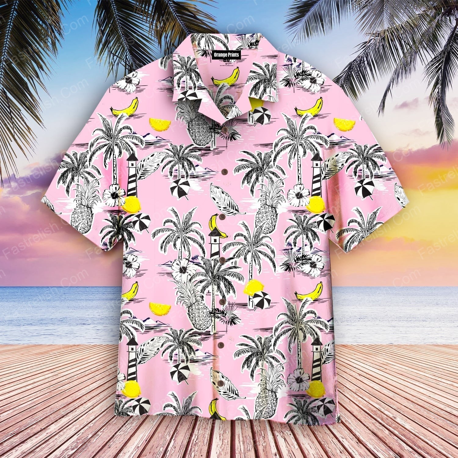 Beautiful Island With Palm Trees Hawaiian Shirts WT6187