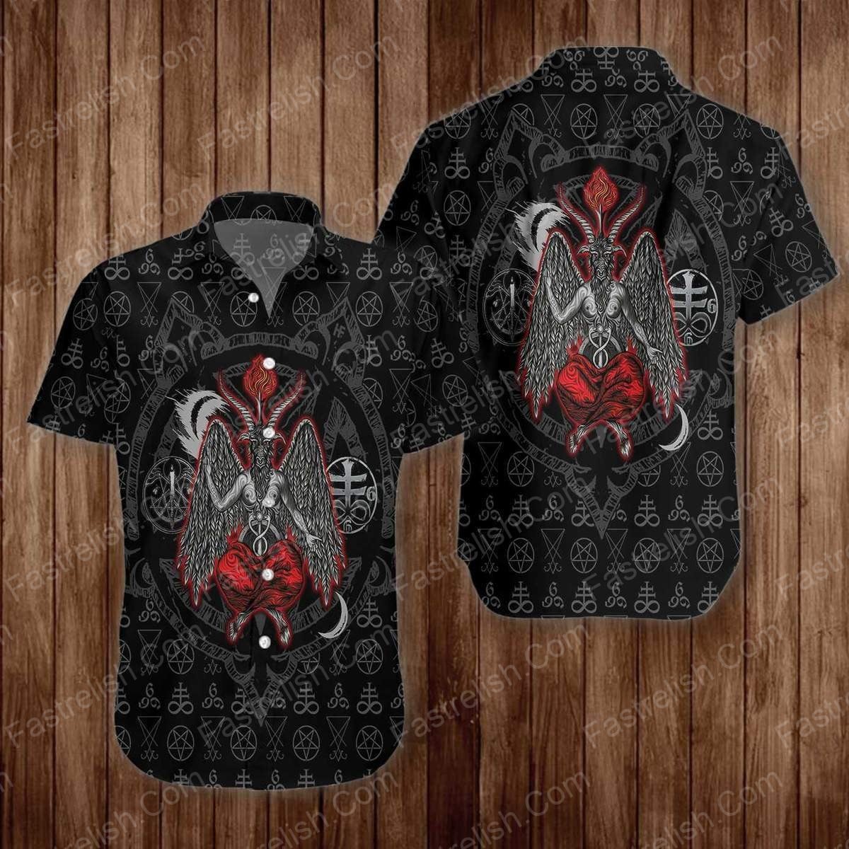 Baphomet Demon Satanism Pentagram Aloha Hawaiian Shirts HW2608