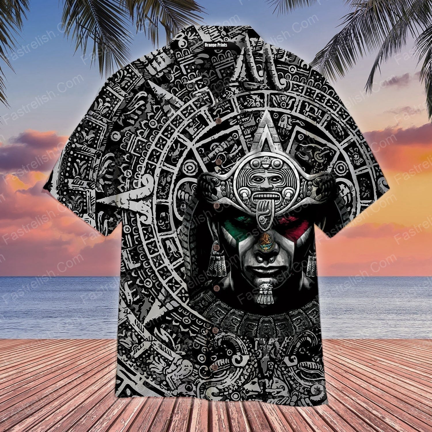 Aztec Warrior Mexican Aloha Hawaiian Shirts WT5365