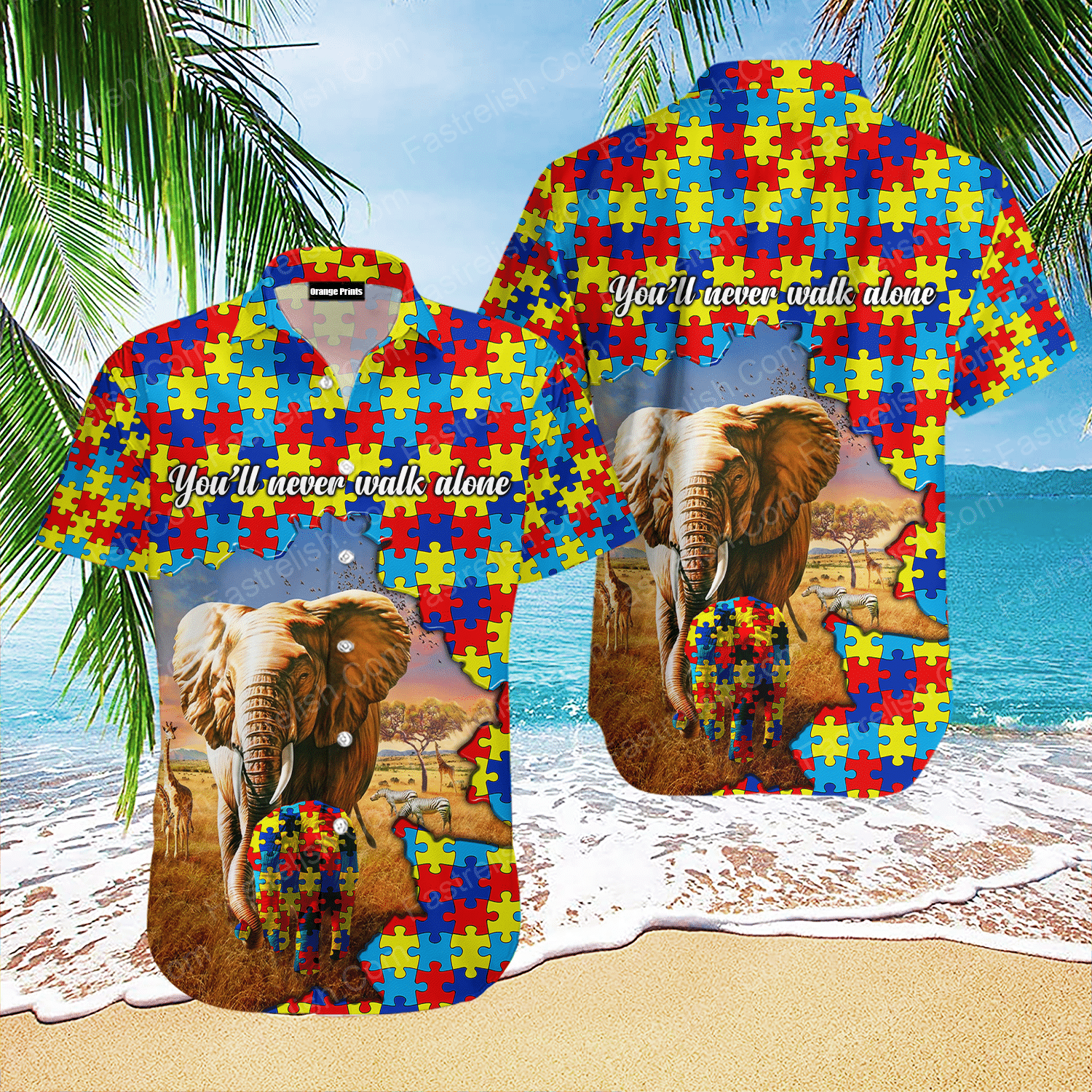 Autism Awareness Elephant Puzzle Aloha Hawaiian Shirts For Men And Women | WT1643