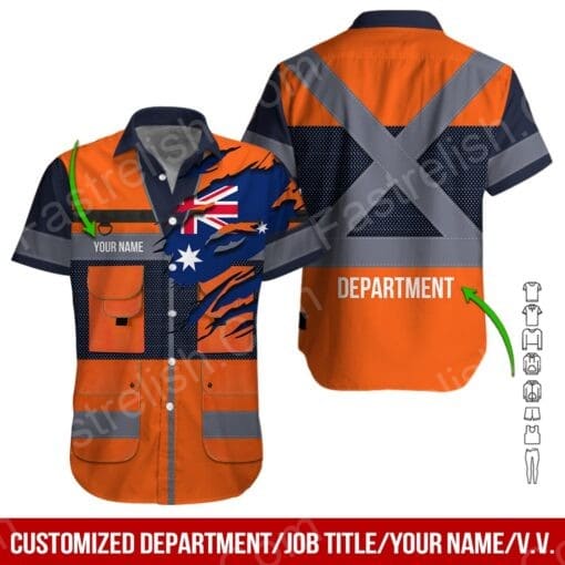 Australia Workwear Style Custom Name Aloha Hawaiian Shirts HN1928