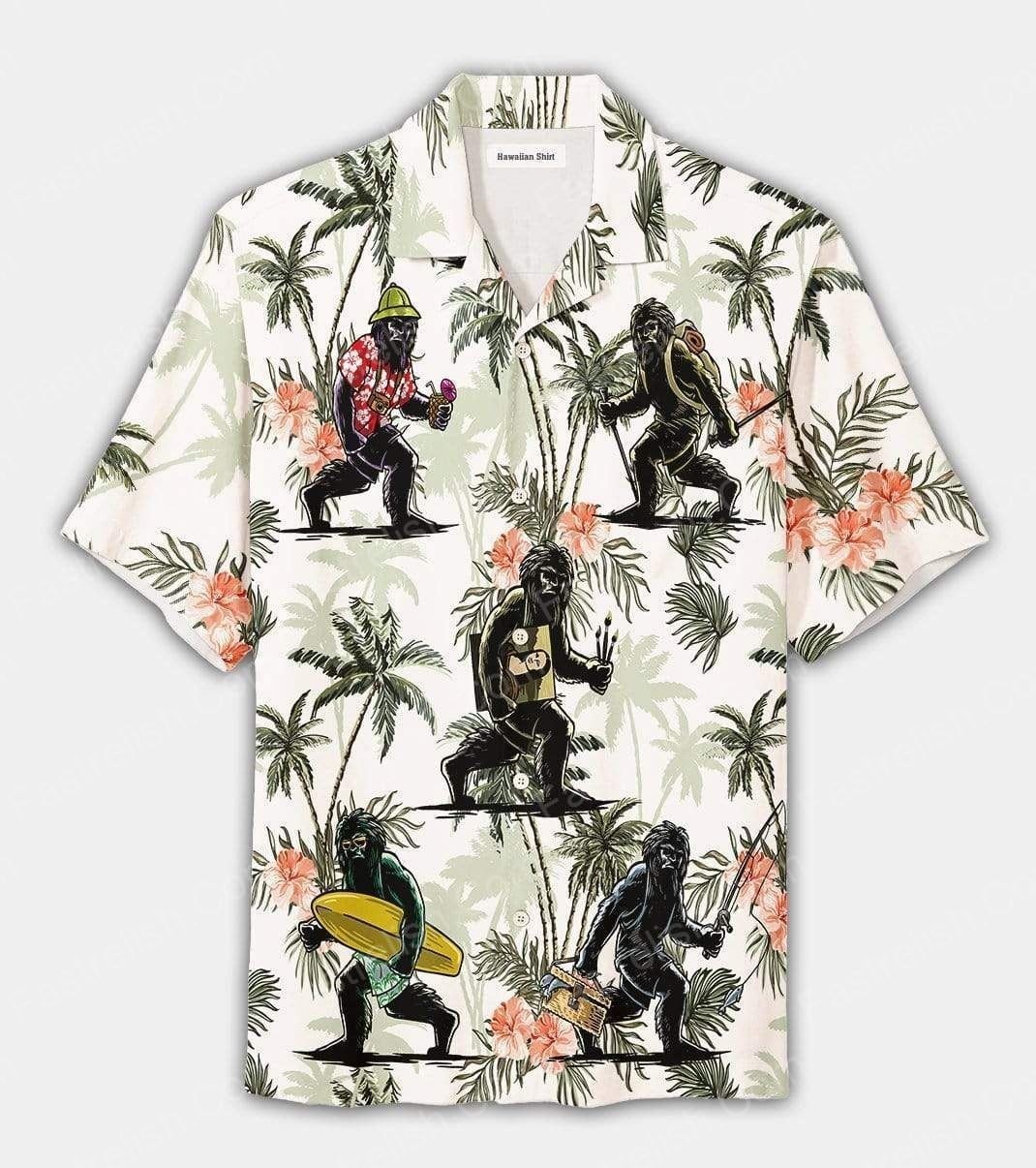 Artistic Bigfoot On Vacation Aloha Hawaiian Shirts For Men and Women | HW9978
