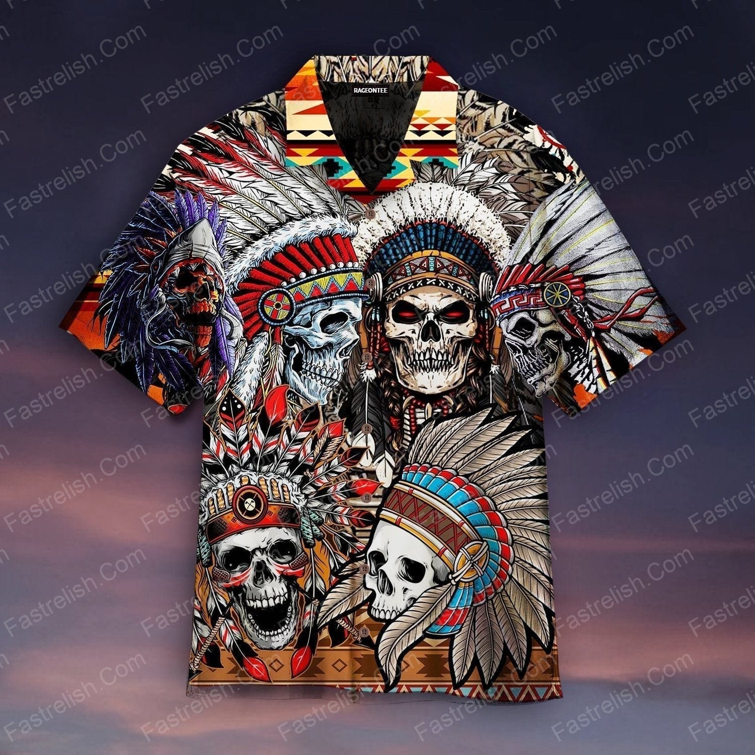 Apache Skull Be Strong When You Are Weak Aloha Hawaiian Shirts HW4776