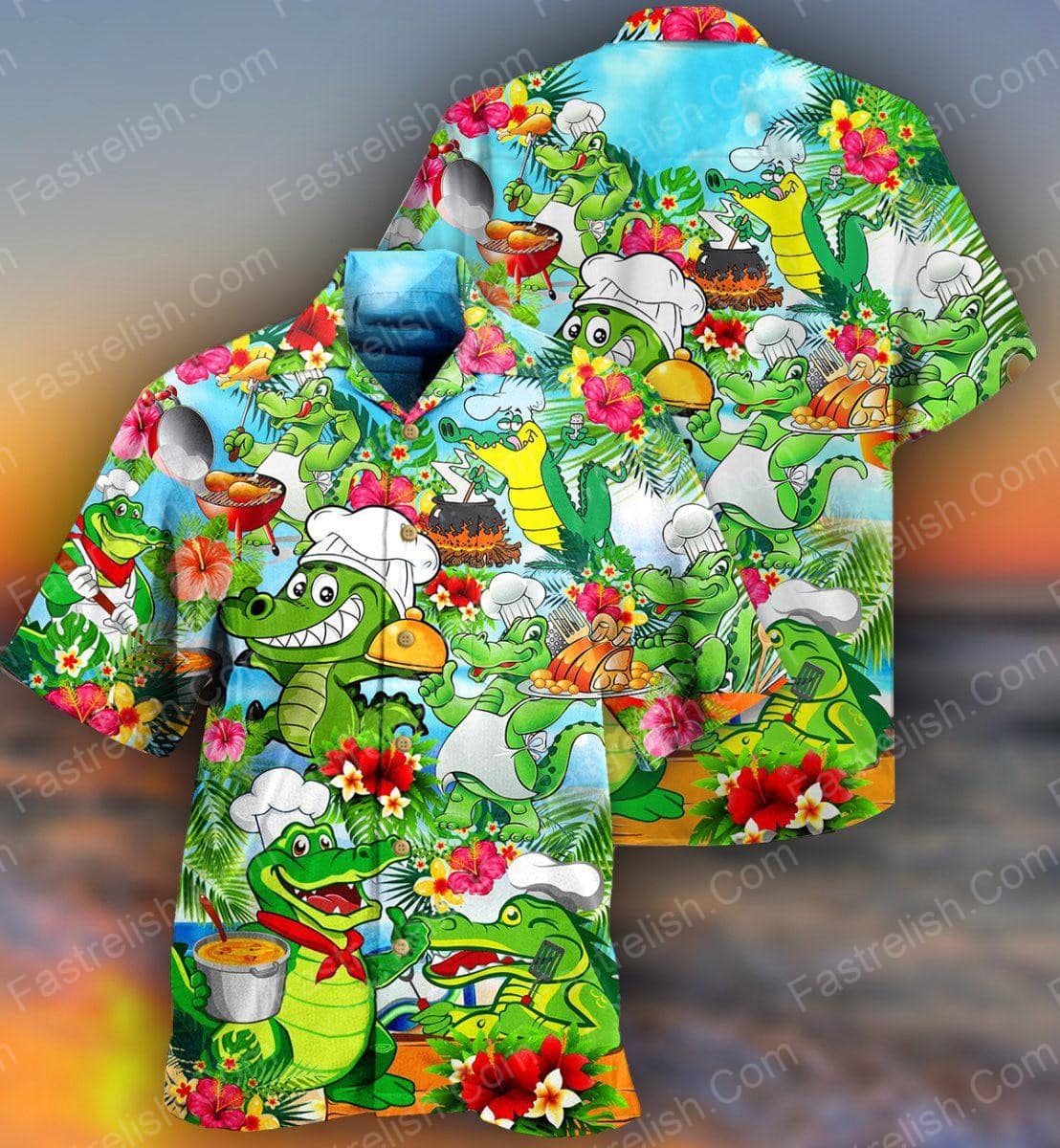 Animals Alligator Chef Aloha Hawaiian Shirts HL3203