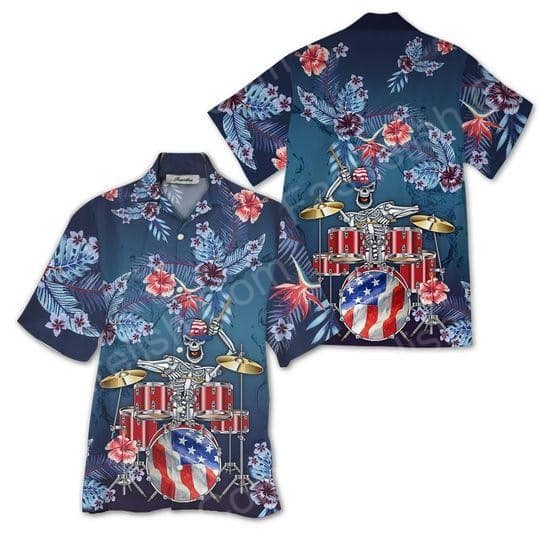American Flag Skeleton Halloween Aloha Hawaiian Shirts HW8532