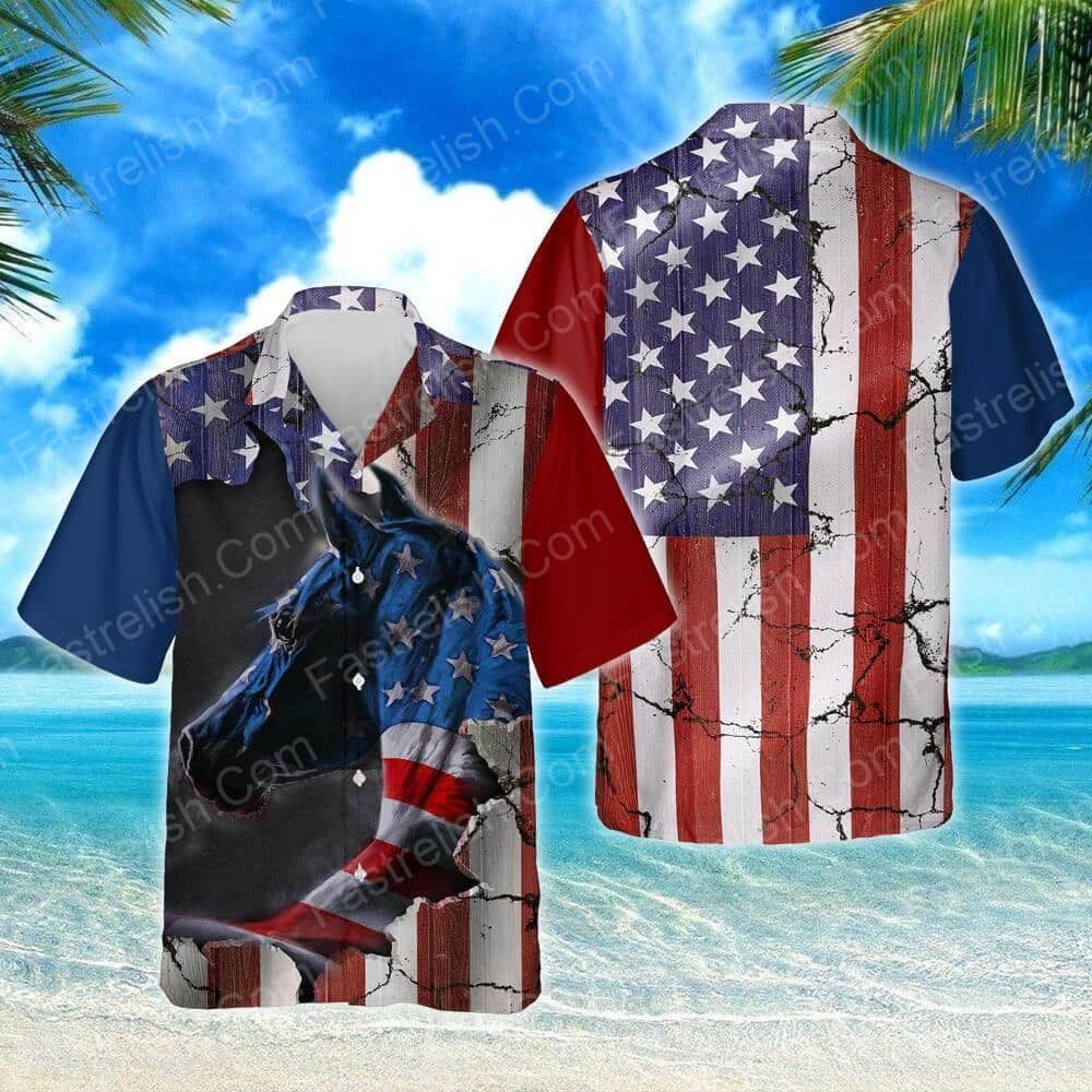 American Flag Horse Aloha Hawaiian Shirts HW7954