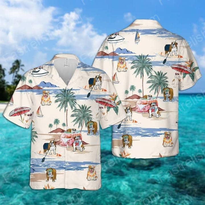 American Bulldog Summer Beach Aloha Hawaiian Shirts HL2187