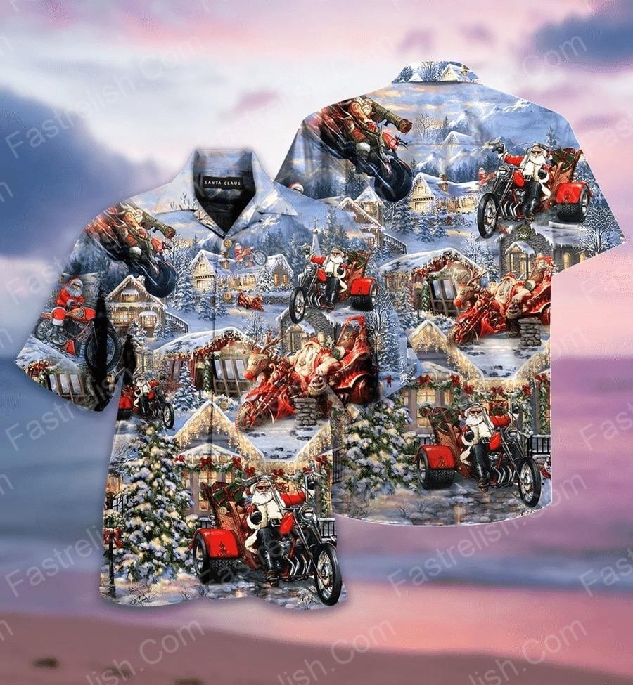 Amazing Santa Biker Aloha Hawaiian Shirts HW1747