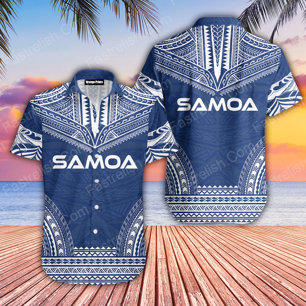Samoa Polynesian Blue Hawaiian Shirts WT5808