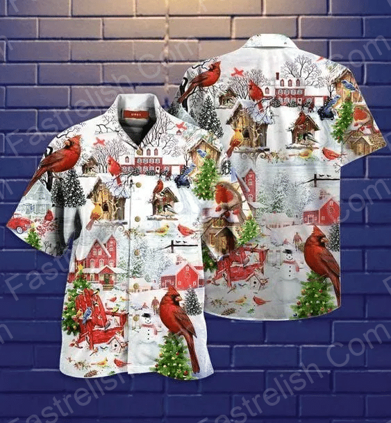 Amazing Christmas Cardinal Aloha Hawaiian Shirt | HW9743