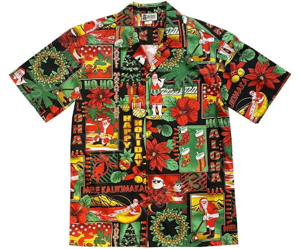 Aloha Christmas Traditions Black Hawaiian Shirts HW9835