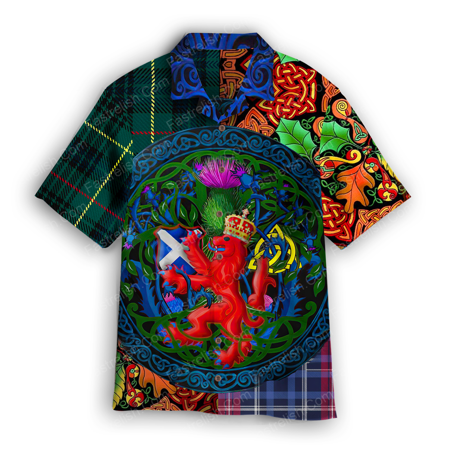 Scotland Rampant Lion With Thistle St. Patrick’s Day Hawaiian Shirts WT5136